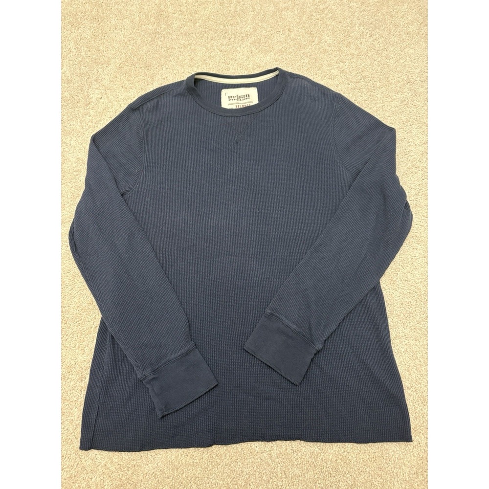 Y2K Urban Pipeline Thermal Long Sleeve Shirt Blue Size XXL Waffle Knit